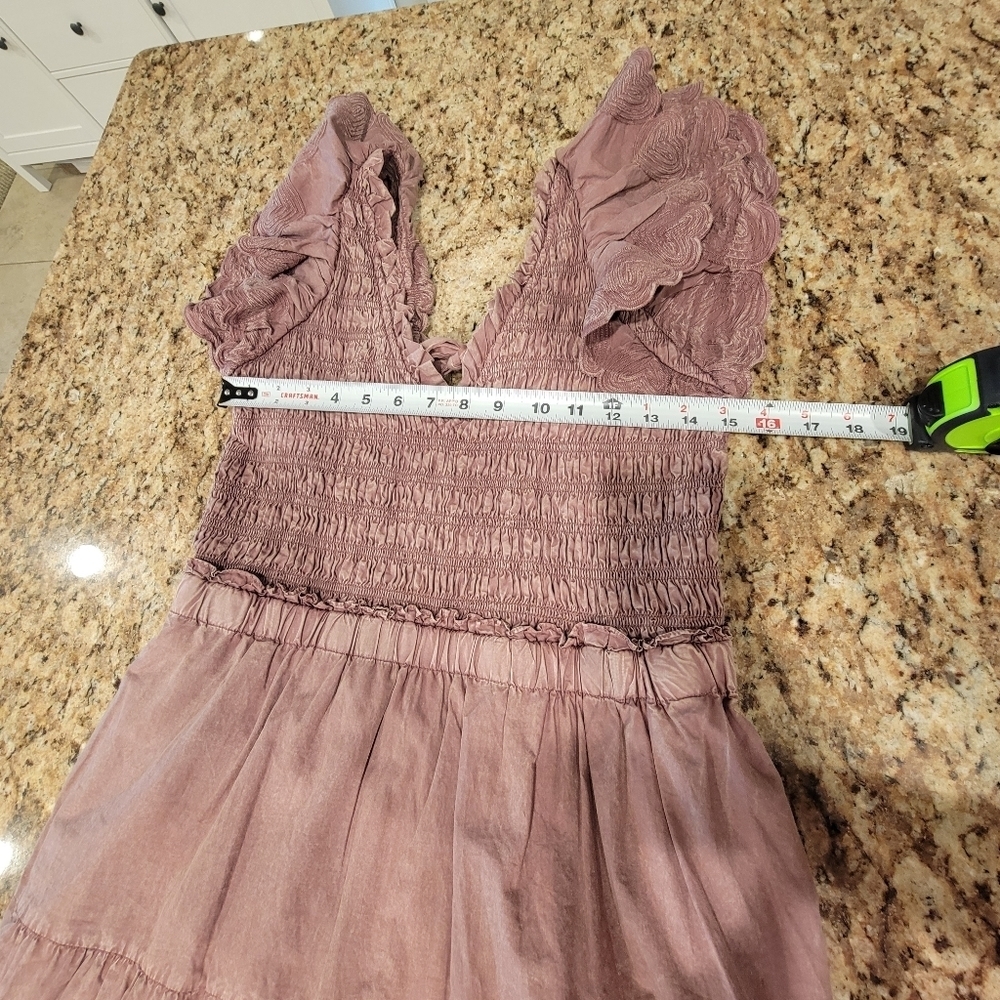 Sea New York Heidi Flutter Sleeve Tiered Dress‎ Midi Open Back Rose Women's 10 - Picture 10 of 15